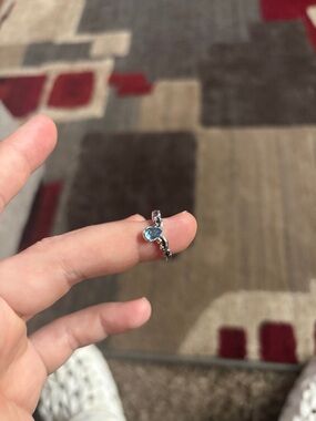Silver Blue Teardrop Ring - Elegant Women's Jewelry